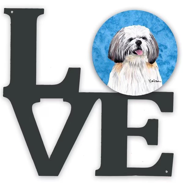 11.5 x 11.75 in. Blue Shih Tzu Metal Artwork Love Wall Decor, Carolines Treasures, Mfr#: SC9128BUWALV